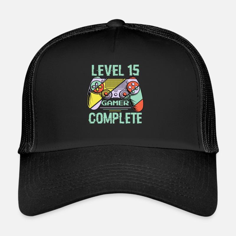 Niveau 15 complète 15 Ans Gamer Level 15 Complete Casquette trucker 