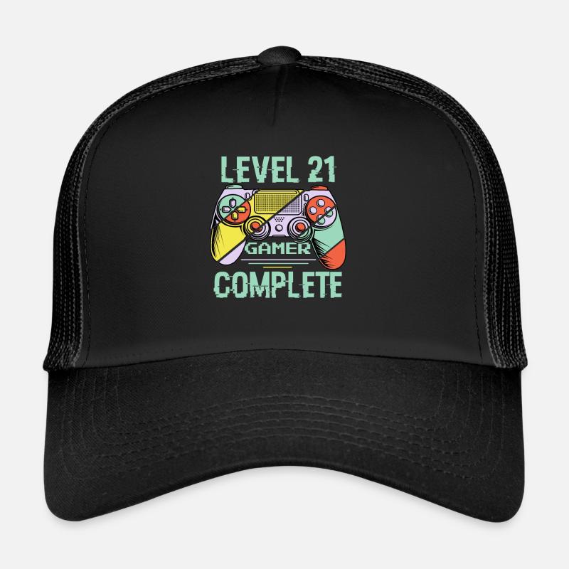 Niveau 21 complète 21 Ans Gamer Level 21 Complete Casquette trucker 