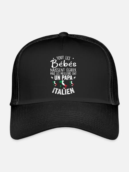 Bébés égaux meilleurs ont un papa Italien - Casquette trucker  - noir/noir - Devant