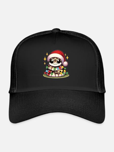 Weihnachtsmütze Weihnachten Lichterkette Python - Trucker Cap - Schwarz/Schwarz
