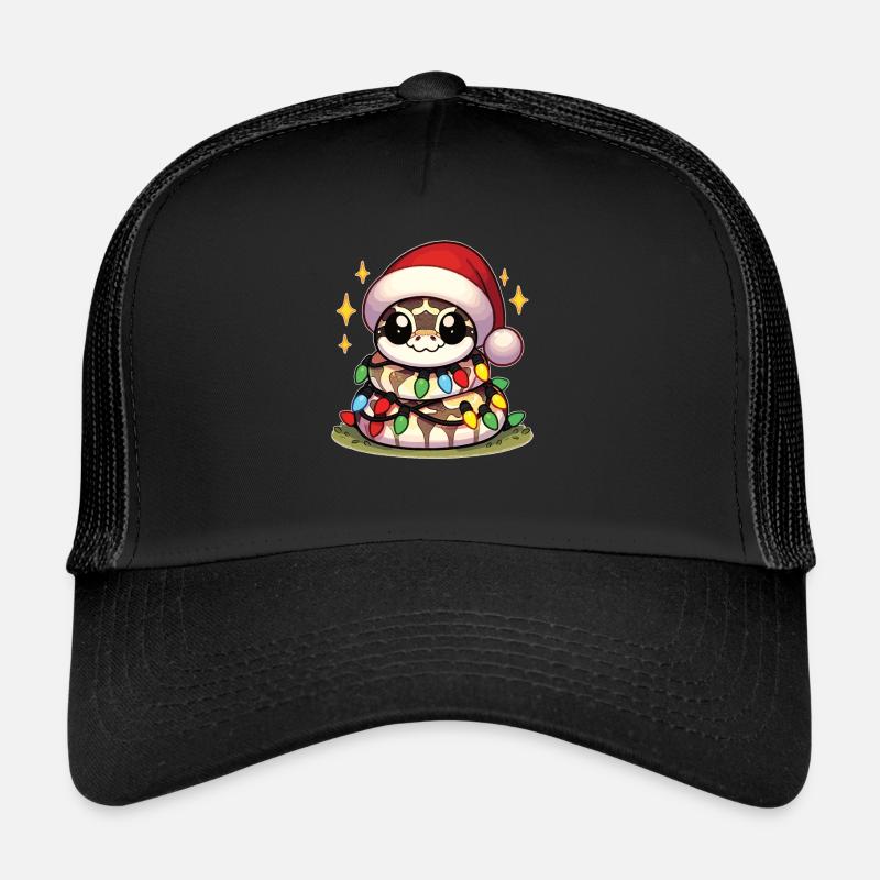 Weihnachtsmütze Weihnachten Lichterkette Python - Trucker Cap - Schwarz/Schwarz