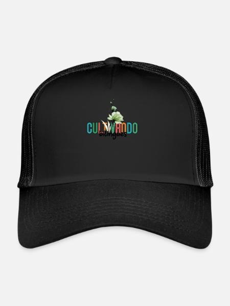 Cultivando Bilingües Spanish Teacher Apparel - Trucker Cap - black/black - Front