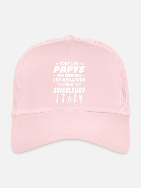 Les Papys Sont égaux Les Meilleurs Sont Bricoleurs - Casquette trucker  - rose pâle - Devant