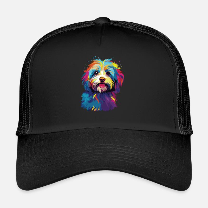 Wasserfarben Farbenfroher Havanese - Trucker Cap - Schwarz/Schwarz