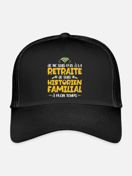 Retraité Humour Arbre Généalogique Retraite - Casquette trucker  - noir/noir - Devant