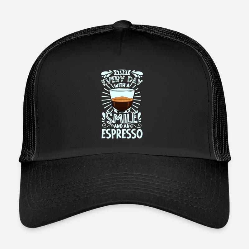 Lächeln mit Espresso - Trucker Cap - Schwarz/Schwarz