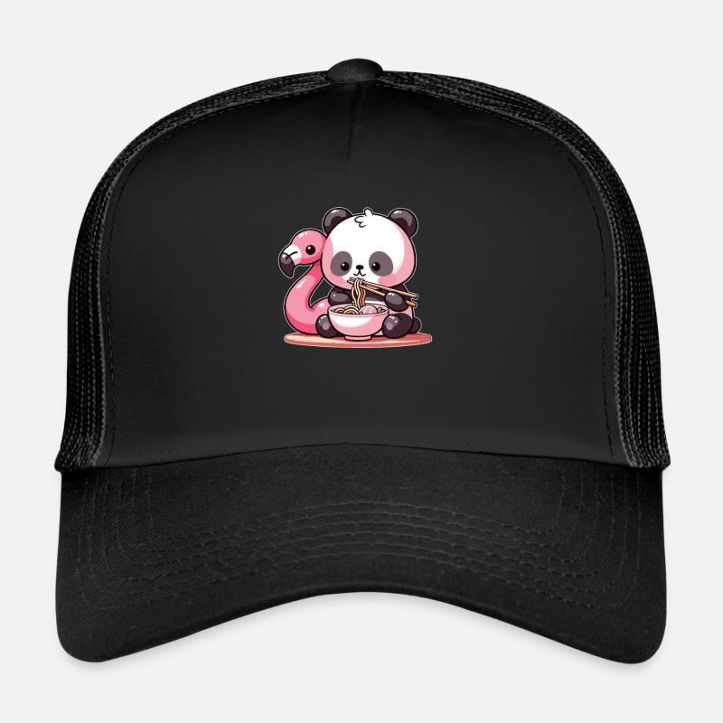 cute panda eats ramen noodles pandas ramen Trucker Cap