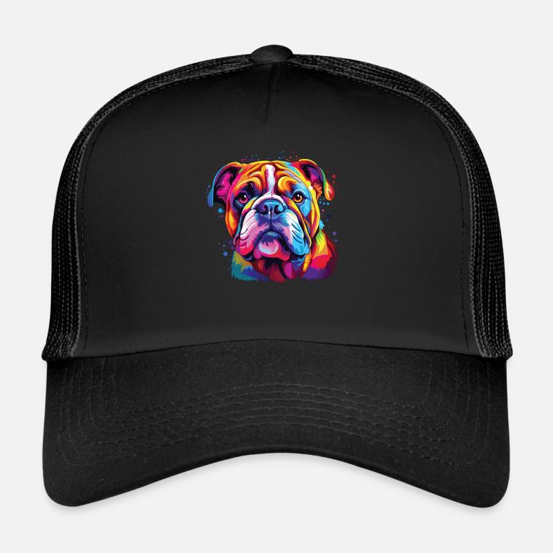 Aquarelle colorée bouledogue américain Casquette trucker 