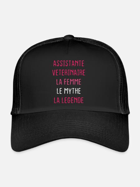 Assistante Veterinaire - Casquette trucker  - noir/noir - Devant