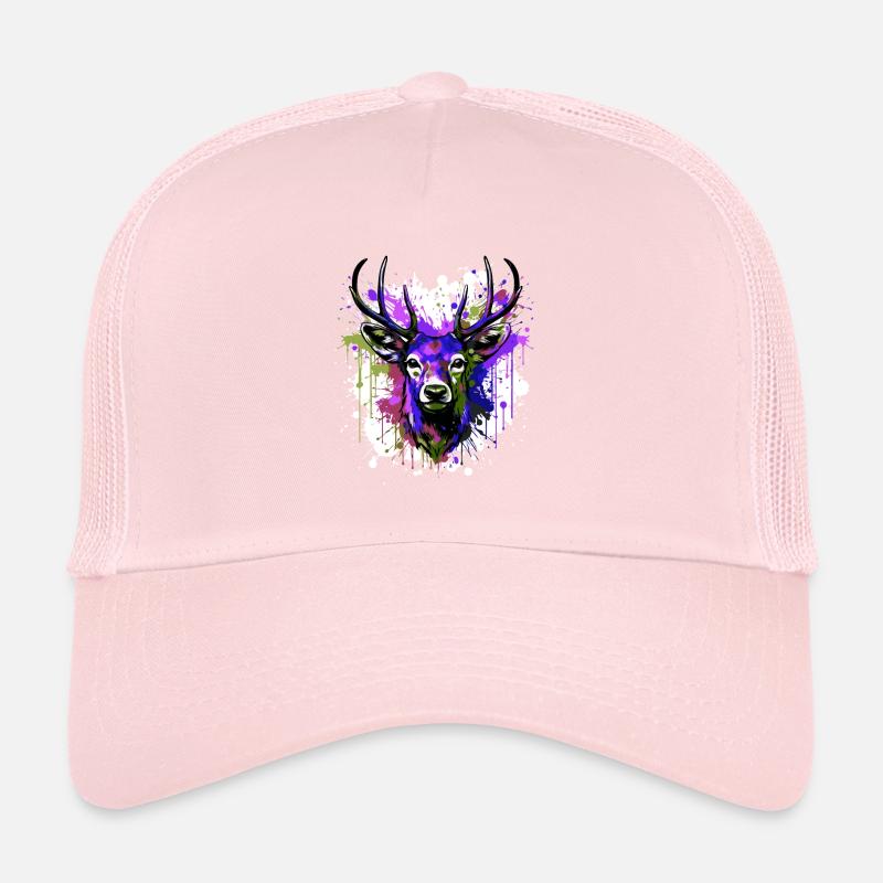 Deer Head Portrait Colorful Trucker Cap
