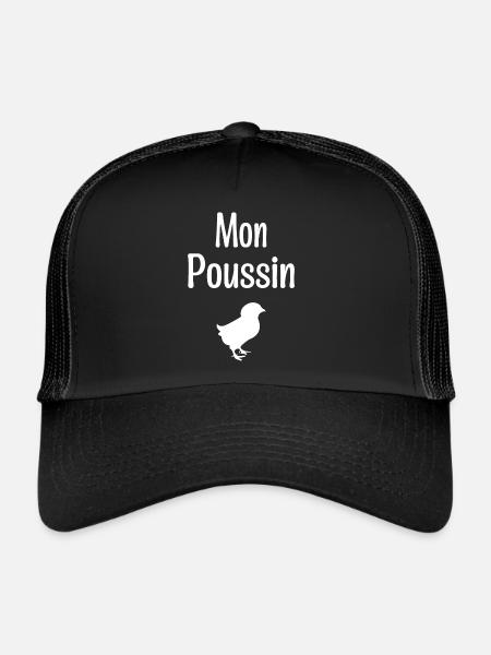Mon Poussin, Bébé, Naissance, Amour, Famille - Casquette trucker  - noir/noir - Devant
