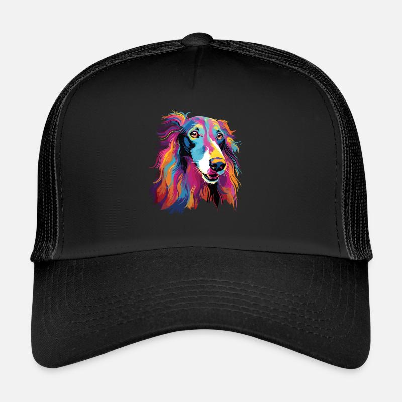 Aquarelle coloré lévrier russe Casquette trucker 