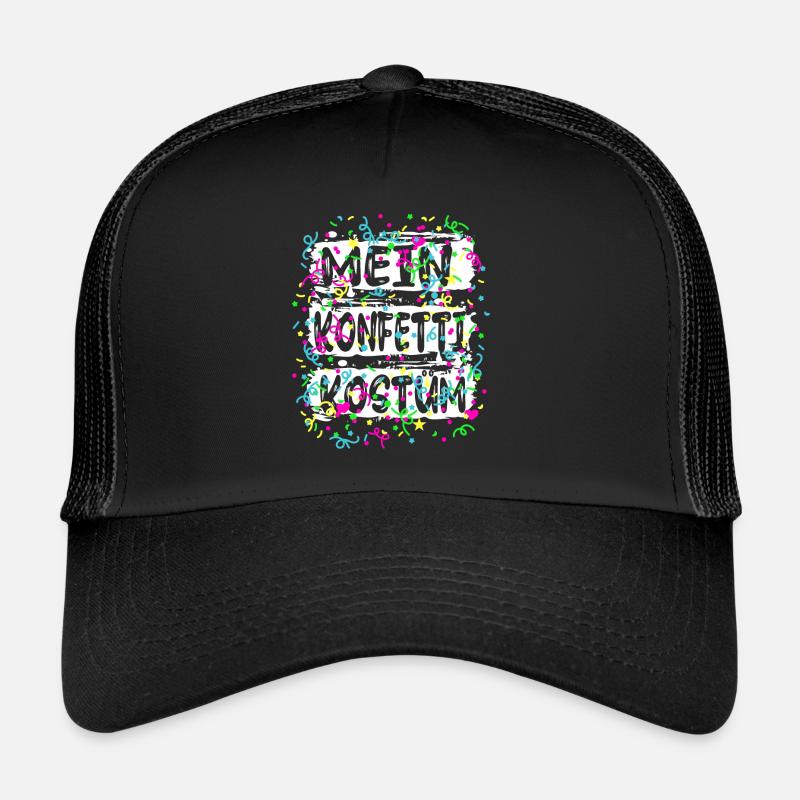 Mein Konfetti Kostüm Alaaf Helau Karneval - Trucker Cap - Schwarz/Schwarz