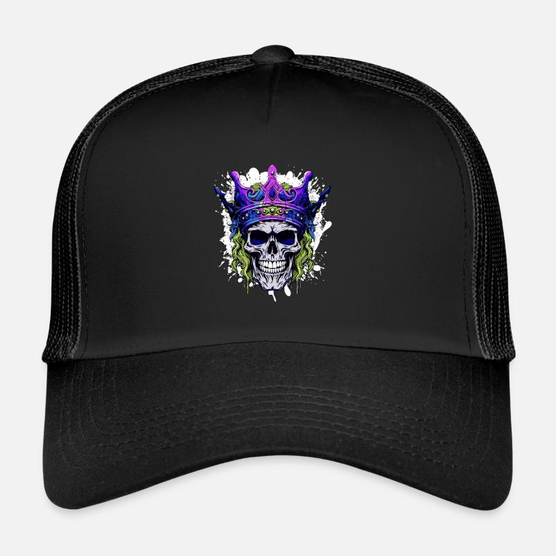 Skull King Crown Skeleton Colorful Trucker Cap