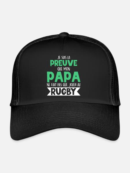 Mon Papa Ne Fait Pas Que Jouer Au Rugby - Casquette trucker  - noir/noir - Devant