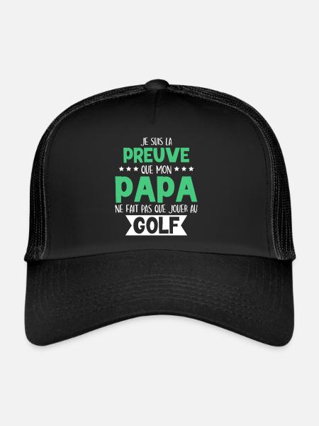 Mon Papa Ne Fait Pas Que Jouer Au Golf - Casquette trucker  - noir/noir - Devant