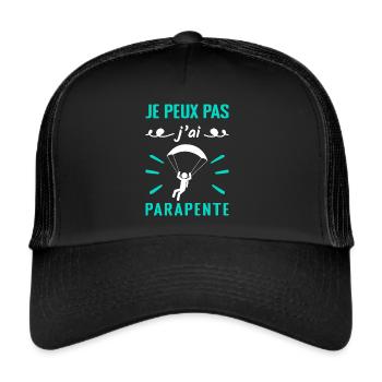 J'peux Pas J'ai Parapente - Cadeau Parapentiste - Casquette trucker  - noir/noir - Devant