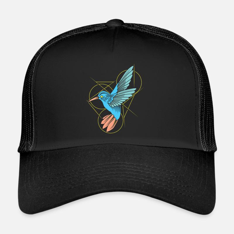 Colibri abstrait au trait Casquette trucker 