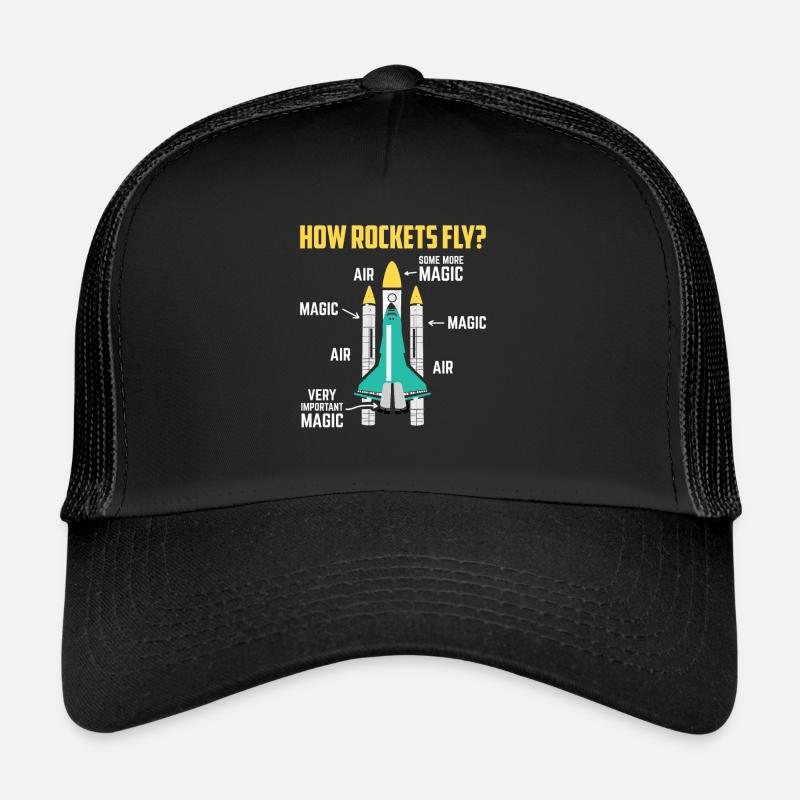 How Rockets Fly Magic Air Space Shuttle Geschenk - Trucker Cap - Schwarz/Schwarz