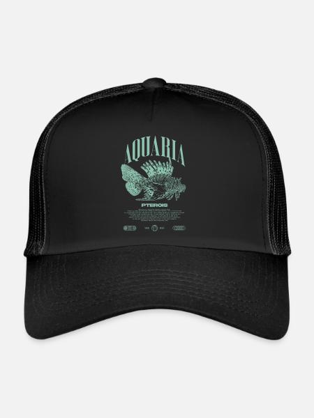 Rotfeuerfisch Marine Fish Keeper Moderne Streetwear - Trucker Cap - Schwarz/Schwarz - Vorne