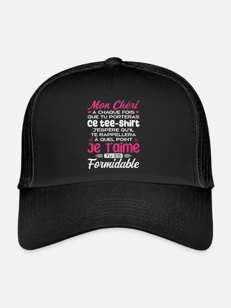 Mon Chéri Je T'aime Tu Es Formidable - Casquette trucker  - noir/noir - Devant