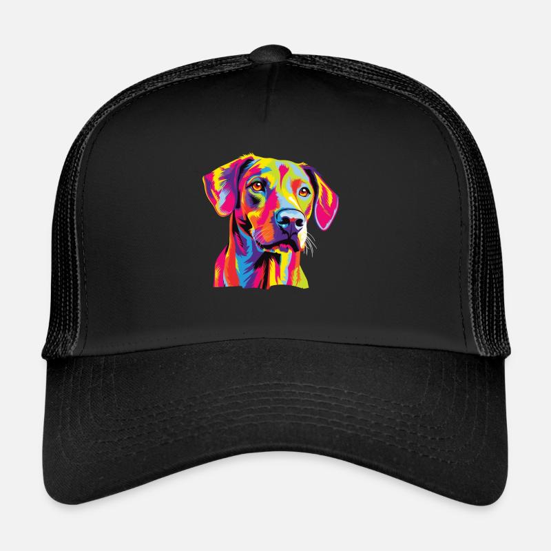 Wasserfarben Farbenfroher Sloughi - Trucker Cap - Schwarz/Schwarz