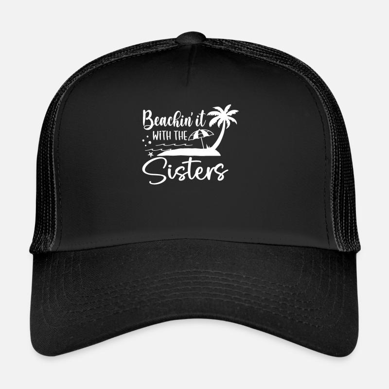 beaching it Mit Den Schwestern Reise - Trucker Cap - Schwarz/Schwarz