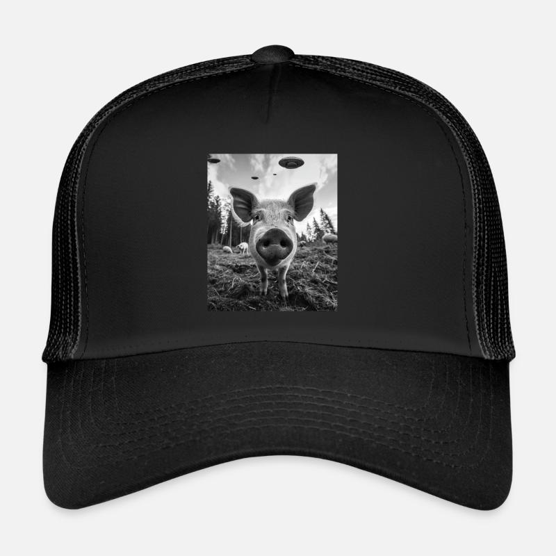 Schwein - Alien Selfie Berkshire UFO - Trucker Cap - Schwarz/Schwarz