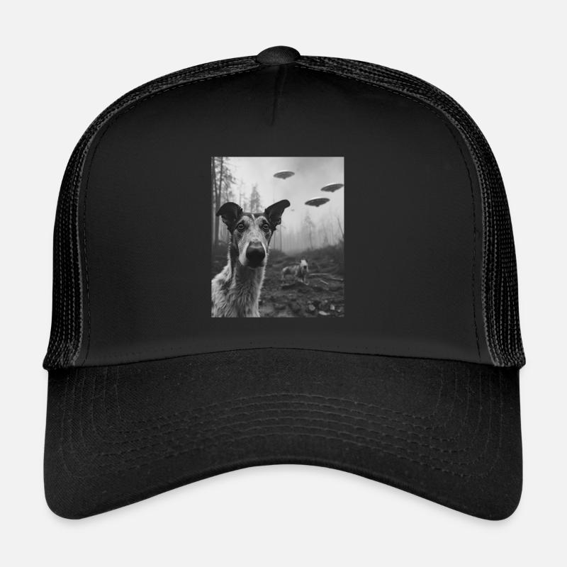 Dog - Alien Selfie Borzoi Ufo - Trucker Cap - black/black