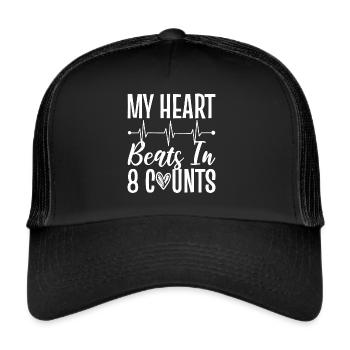 My Heart Beats in 8 Counts Straßenkünstler - Trucker Cap - Schwarz/Schwarz - Vorne