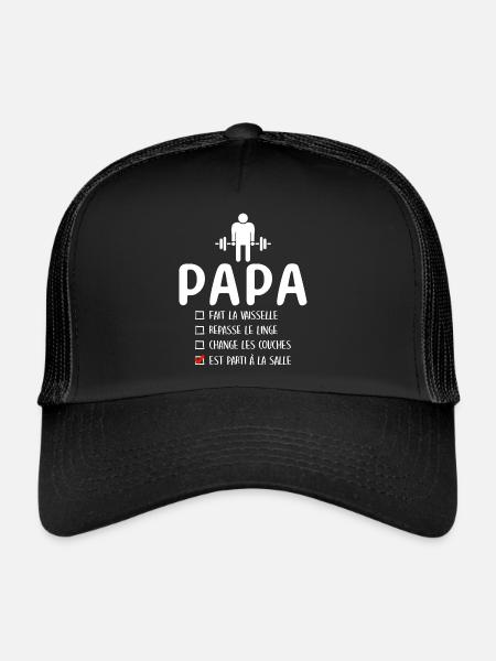 Père Musclé Sportif Humour Papa Musculation - Casquette trucker  - noir/noir - Devant