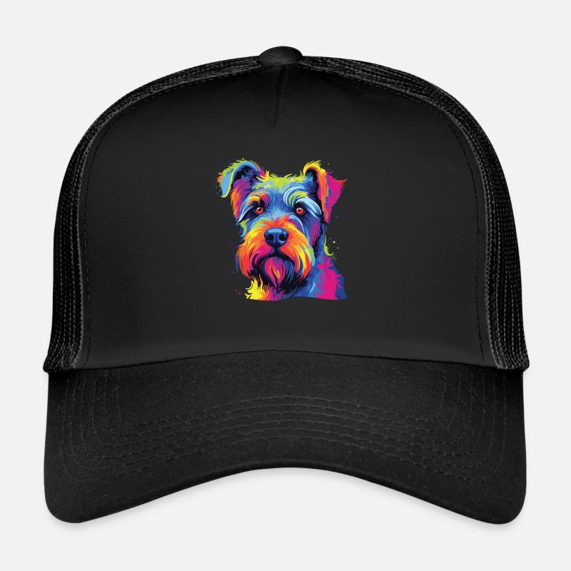 Aquarelle colorée Standard Schnauzer Casquette trucker 