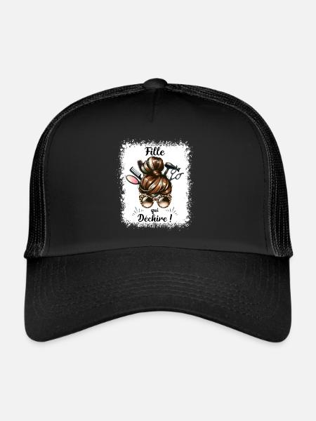 Chignon Fille Qui Déchire Super Fille - Casquette trucker  - noir/noir - Devant