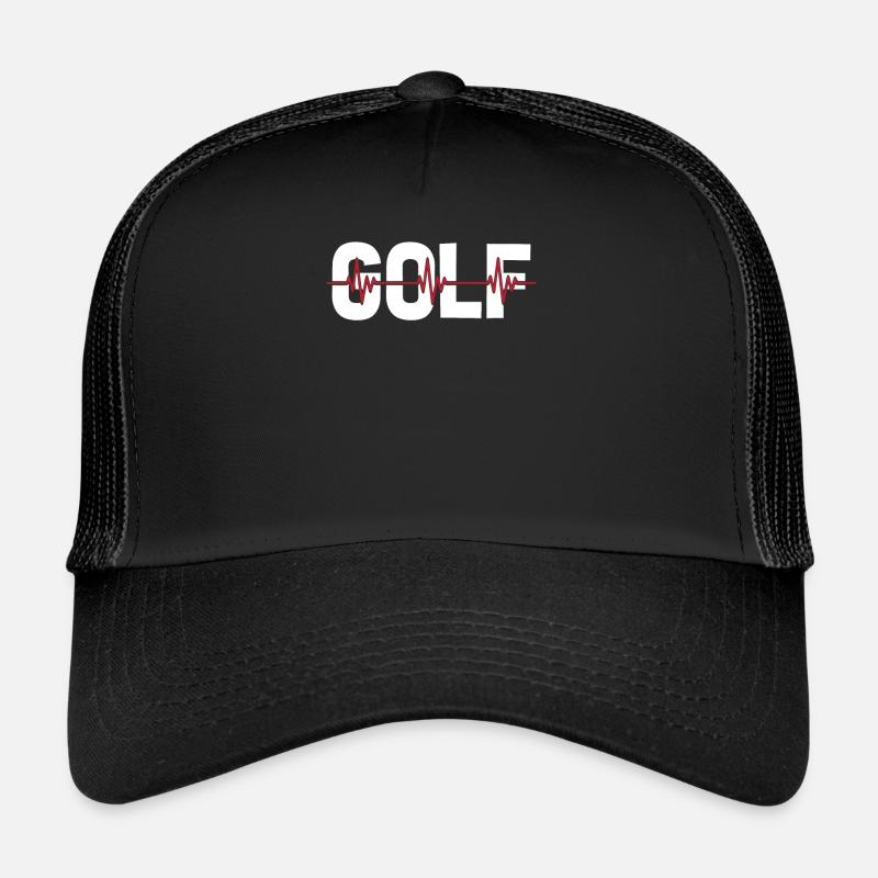 Golf Golfer Golfen Ekg Heartbeat - Trucker Cap - Schwarz/Schwarz