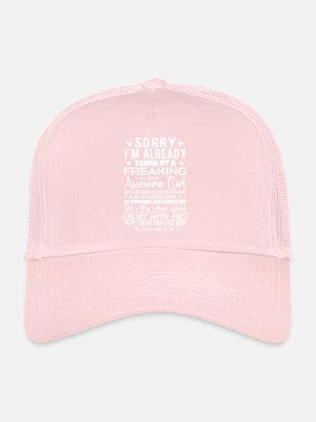 Sorry I'm Already Taken By A Freaking Awesome Girl - Casquette trucker  - rose pâle - Devant