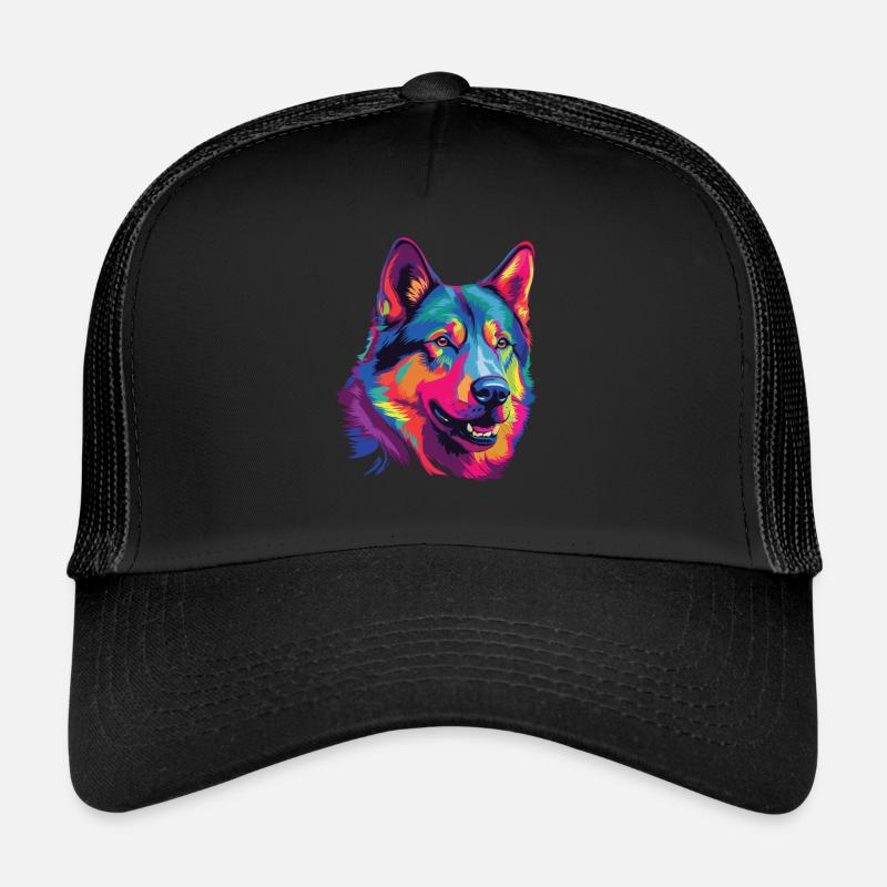 Wasserfarben Farbenfroher Norwegischer Elchhund Trucker Cap