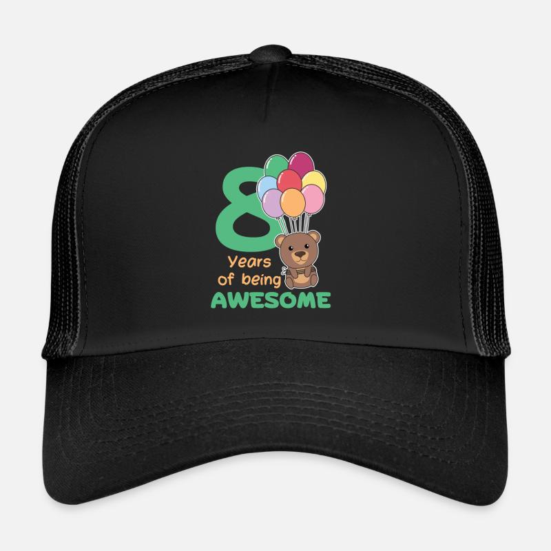 Bear for 8th birthday children eight years old Trucker Cap