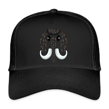 Humor Mammut Wollkostüm Mammut Männer - Trucker Cap - Schwarz/Schwarz - Vorne