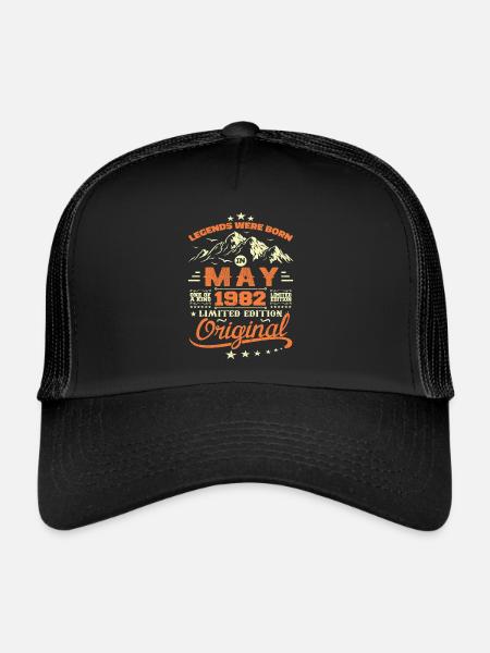 Mai 1982 Vintage Nées En Mai 1982 Anniversaire Mai - Casquette trucker  - noir/noir - Devant