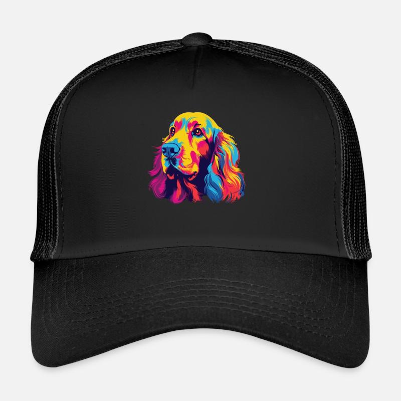 Wasserfarben Farbenfroher American Cocker Spaniel - Trucker Cap - Schwarz/Schwarz
