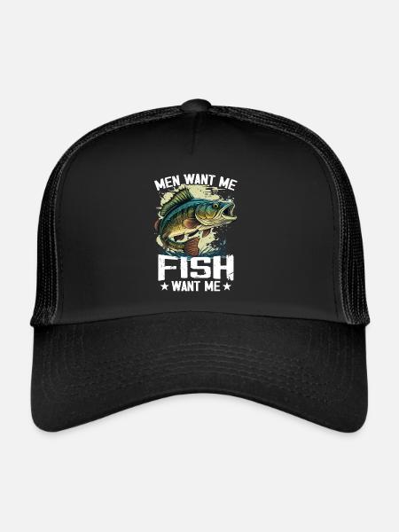 Men Want Me Fish Fear Me Tees Fishing - Trucker Cap - black/black - Front