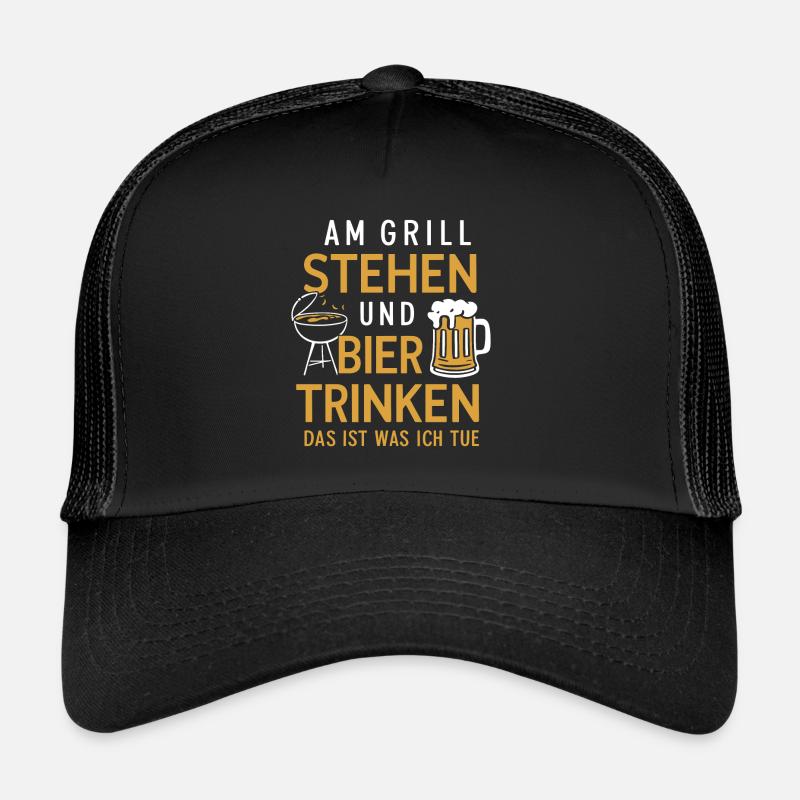 Am Grill stehen Bier trinken Lustiger Grill Bier Trucker Cap