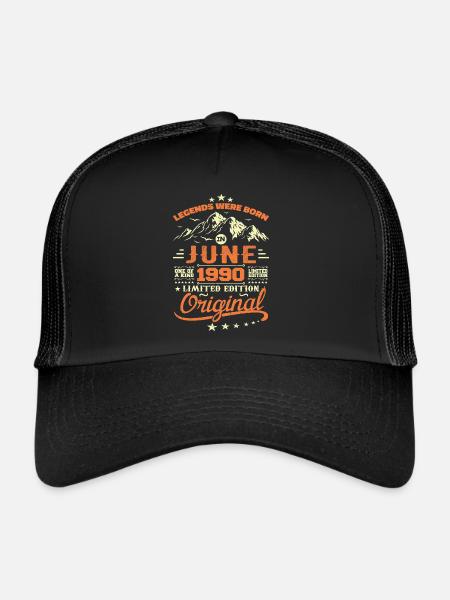 Juin 1990 Original Nées En Juin 1990 Anniversaire - Casquette trucker  - noir/noir - Devant