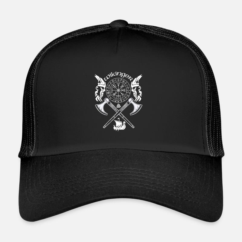 Wikinger-VIKING SYMBOLE-WIKINGER RUNEN - Trucker Cap - Schwarz/Schwarz