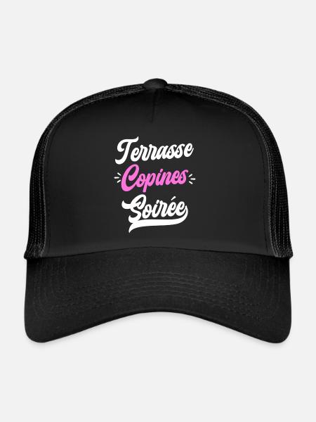 Apéro Amie Femme Terrasse Copines Soirée - Casquette trucker  - noir/noir - Devant