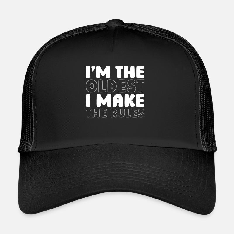 Schwarzer Humor Älteste, Ich Mache Die Regeln - Trucker Cap - Schwarz/Schwarz