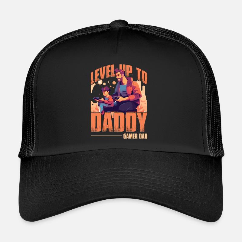 Level Up To Daddy Gamer Dad Trucker Cap