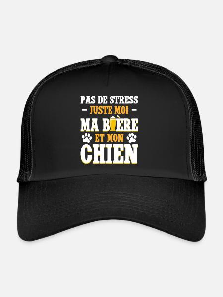 Père Humour Apéro Bière Papa Chien - Casquette trucker  - noir/noir - Devant