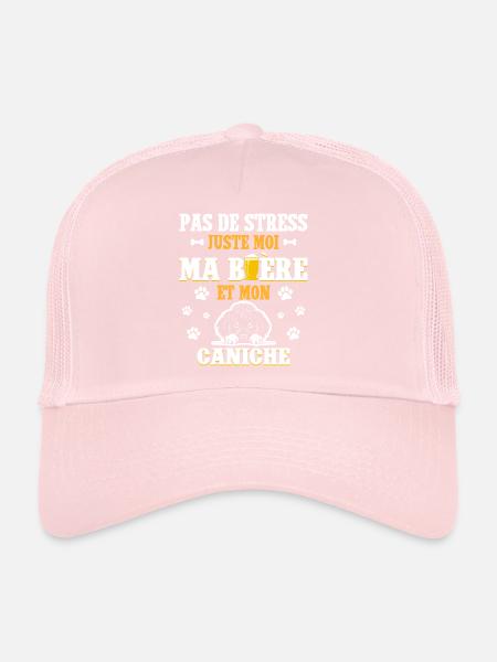 Humour Apéro Bière Papa Chien Caniche - Casquette trucker  - rose pâle - Devant