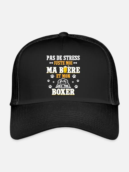 Humour Apéro Bière Papa Chien Boxer - Casquette trucker  - noir/noir - Devant